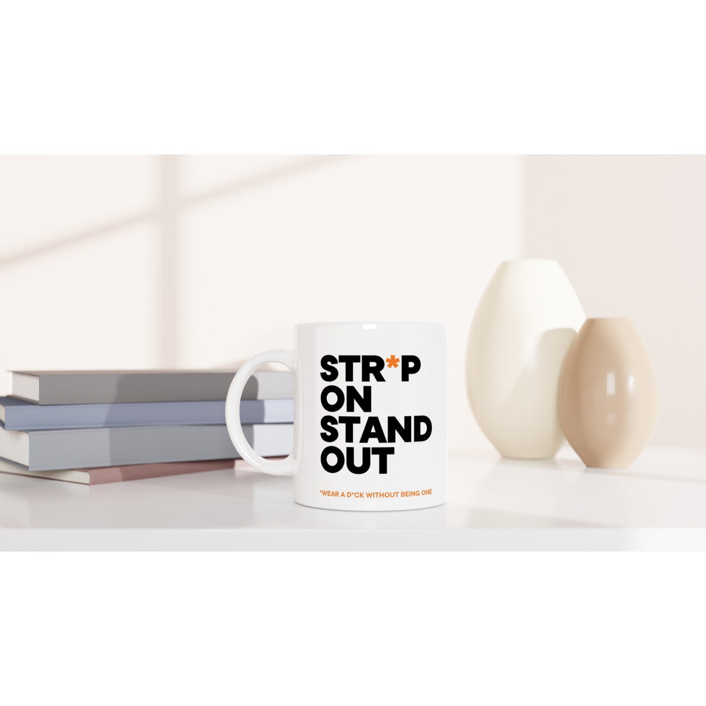 Tazza in ceramica bianca /  Strap on, Stand out